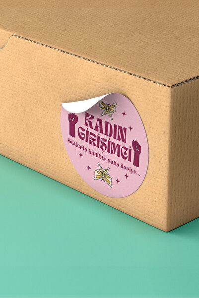 Basic Sense Kadın Girişimci Paketleme Ambalaj Kargo Ürün Etiketi Yapışkanlı Sticker - 3x3cm 90 Adet - ST2412