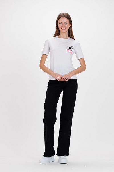 Ecrou Γυναικείο Crop T-Shirt White Panda με στάμπα