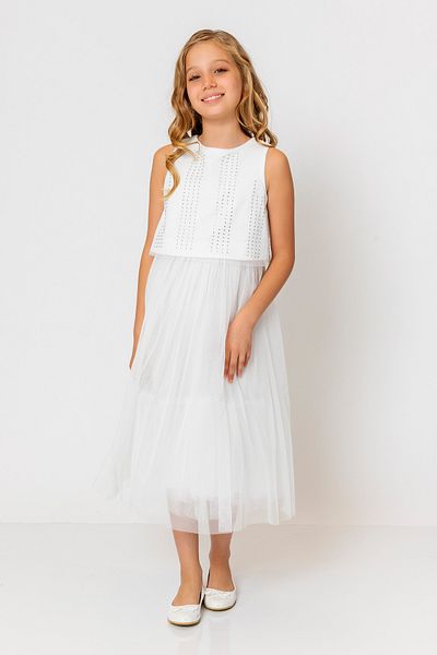 incity Girl's Sleeveless Diamond Tulle Evening Dress