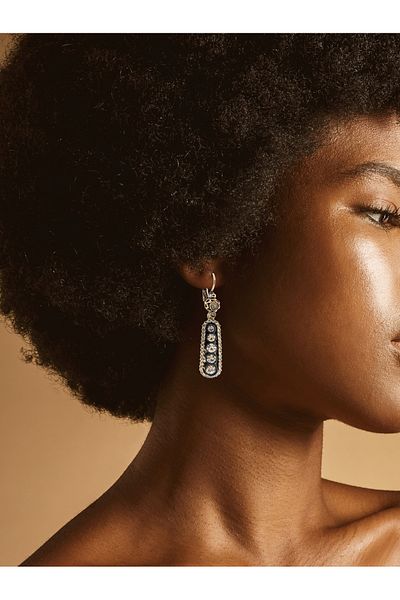 FAYRA ACCESSORIES Diamond Mounted Zircon Stone Earrings