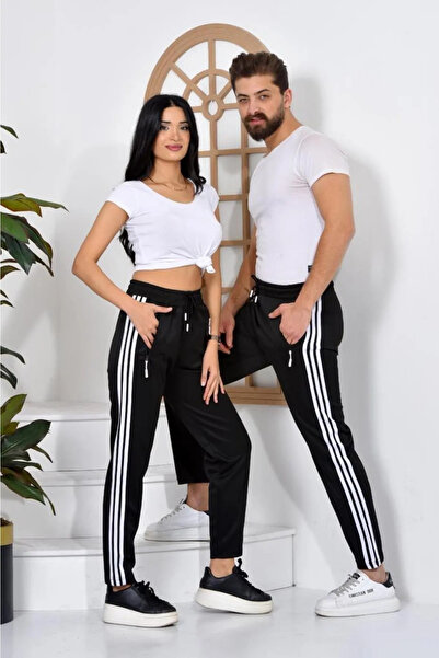 Other 3 Şeritli Scuba Kumaş Unisex Siyah Eşofman Altı