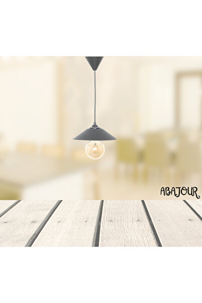 ABAJOUR Tekli Rustik Tasarım Şapkalı Avize SİYAH