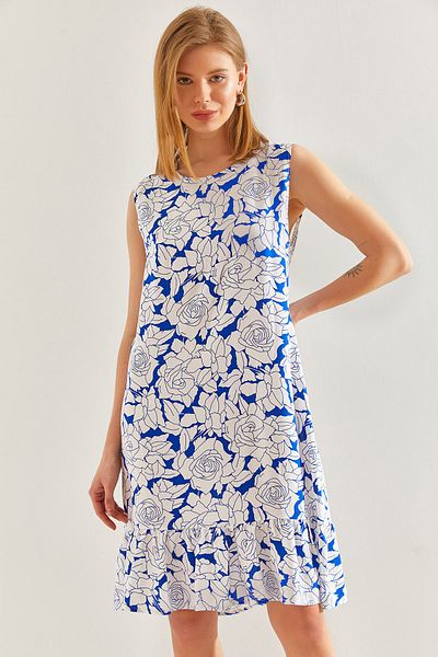 Bianco Lucci Women's Viscose Dress with Ruffled Skirt and Floral Pattern -60211018
