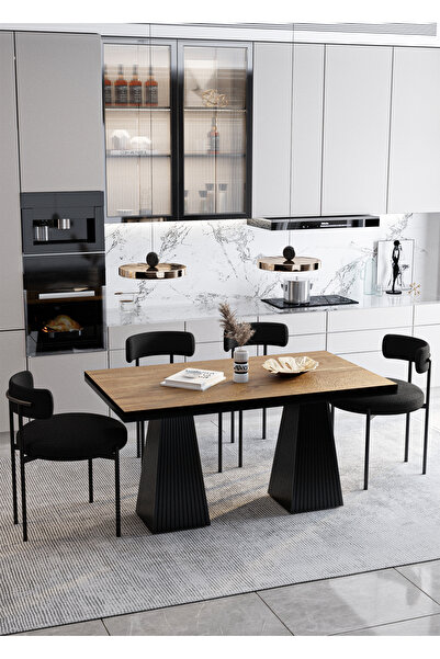 AVVİO Frame Lake MDF  Ayak Teddy Sandalye 80x120 Yemek Masası Mutfak Masası 4...