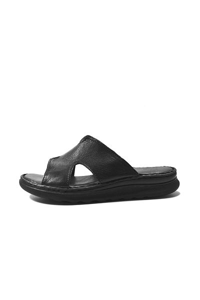 Onlo Ayakkabı Bk.102 Papuci de pat pentru femeie din piele naturală, negru, anatomici