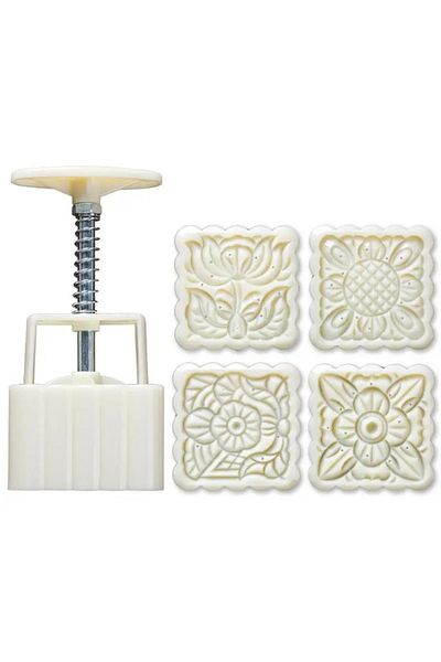 Siliko World Square Mooncake Press-on 4-Piece Snatch Set Cookie Mold