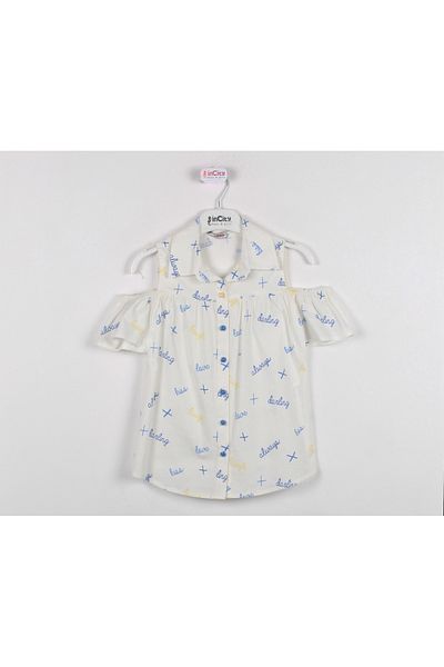 incity Girl's Printed Off-Shoulder Sleeve Shirt