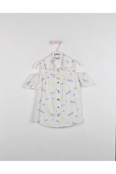 incity Girl's Printed Off-Shoulder Sleeve Shirt