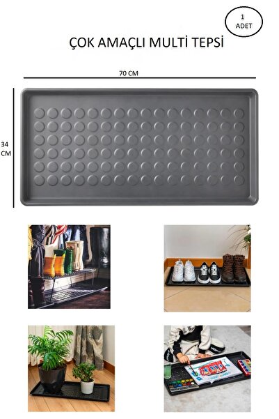 ARVALE Çok Amaçlı Multi Tepsi 70x34 Cm Ayakkabılık , Kedi Köpek Mama , Saksılık , Evye Altı Düzenleyeci