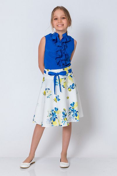 incity Girl's Belted Floral Patterned Skirt