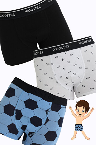 Wooster Erkek Çocuk 3'lü Pamuklu - Yumuşak- Esnek Boxer