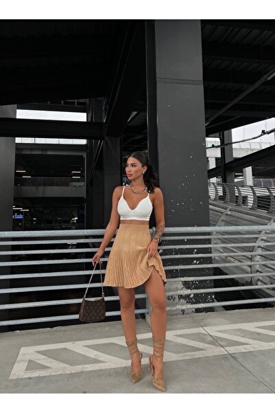 ModaWiser Kadın Yeni Sezon Triko Pileli Etek