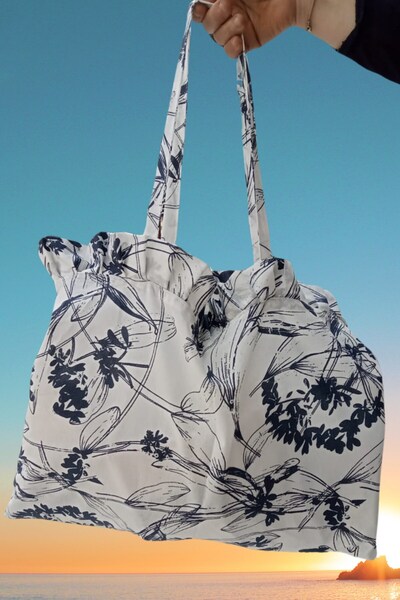 Emtory Home 40x50 Mornarsko plava cvetna Lan Višenamenska Torba - Svakodnevna...