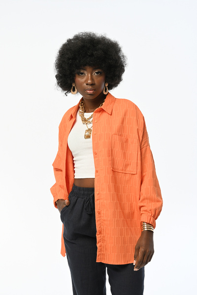 Orfeo Negro ΓΥΝΑΙΚΕΙΑ ΜΑΝΙΚΙΑ ΜΕ ΣΧΕΔΙΟ ΠΟΡΤΟΚΑΛΙ ΠΟΥΚΑΜΙΣΟ ΜΕ ΣΧΕΔΙΟ