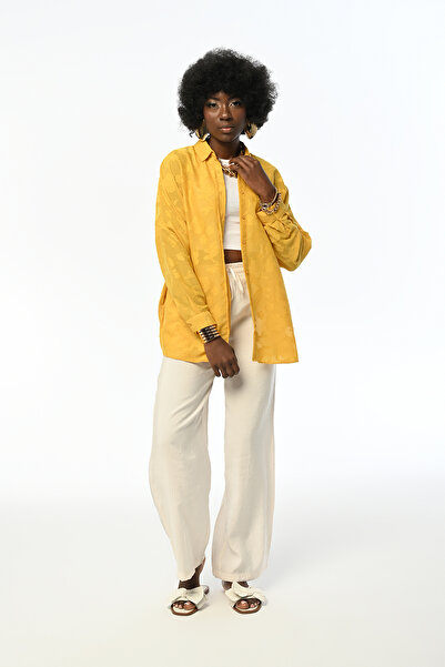 Orfeo Negro KADIN OVERSIZE DESENLİ ŞİFON İNCE GÖMLEK