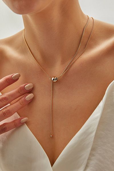 Bianco Lucci Steel Ball Extended Women's Necklace - AKSS229
