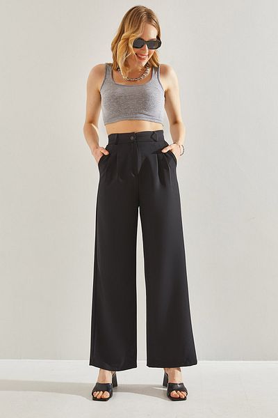 Bianco Lucci High Waist and Double Grass Women's Trousers - Double Fabric60221006