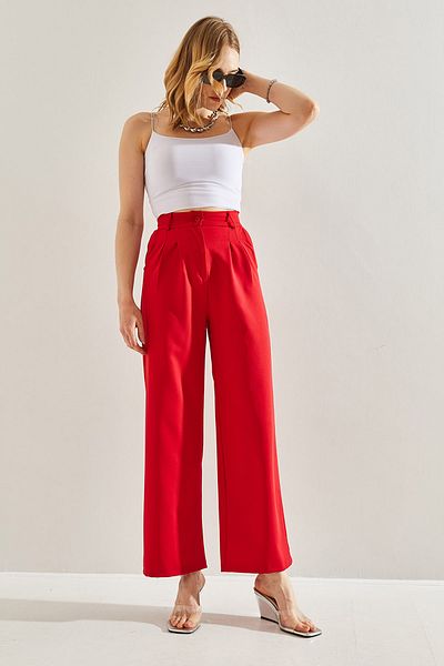 Bianco Lucci High Waist and Double Grass Women's Trousers - Double Fabric60221006