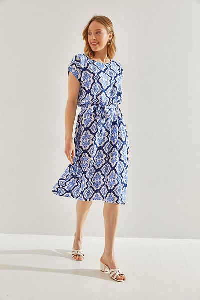 Bianco Lucci Rochie de damă cu curea cu model din viscoză - 60221003
