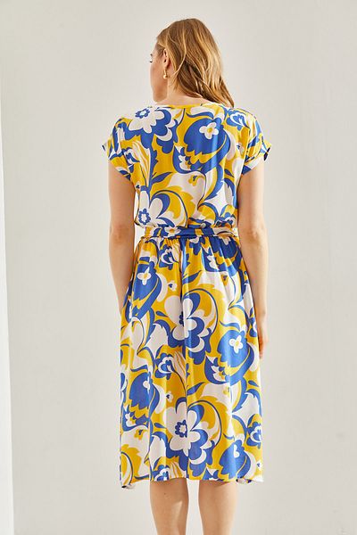 Bianco Lucci Gemustertes Damenkleid aus Viskose mit Gürtel -60221003
