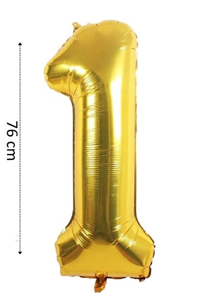 SURPRISE PARTY STORE 1 Rakam Balon Gold Renk Folyo Balon 76 cm 34 inç Helyum ...