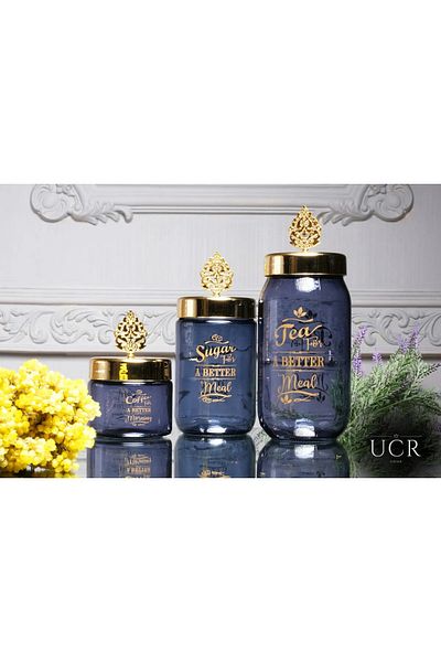 devigo Luxury 3-Piece Glass Tea Coffee Sugar Set - 400 Ml. 700 ml. 950 ml.