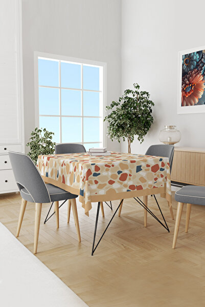 Moud's مفرش طاولة ويست ستون منقوش من الجلد السويدي