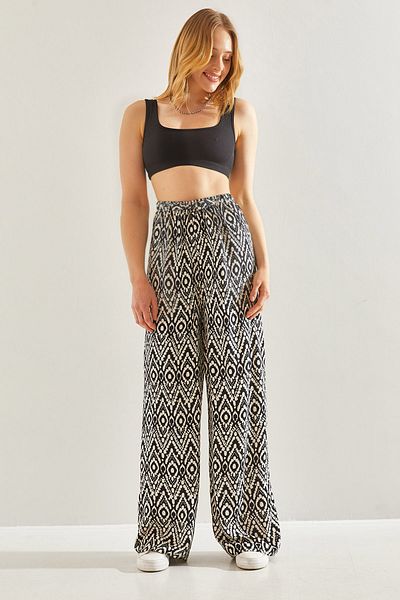 Bianco Lucci Multi Patterned Women's Trousers - Elastic Waist60241009