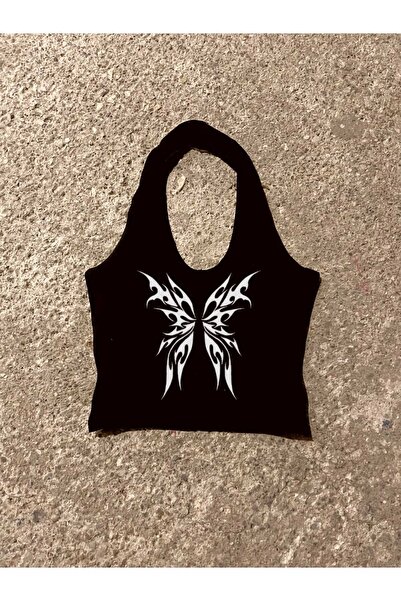 MAYDAY CULTURE Μαύρη μπλούζα με κορδόνια στο λαιμό