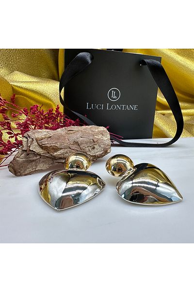 LUCİ LONTANE Heart Plate Motif Design Earrings