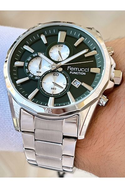 Ferrucci Function Steel Strap Silver Color Men's Wristwatch 3 Atm Water Resistant