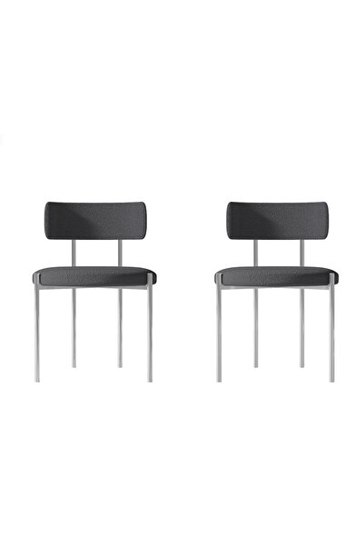 AVVİO Nora Gümüş Yemek Odası Sandalyesi Mutfak Masası Sandalyesi Cafe Makyaj ...