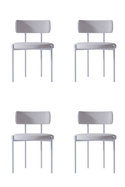 AVVİO Vilza 4'LÜ Beyaz Yemek Odası  Mutfak Masası Sandalyesi Cafe Makyaj Sand...