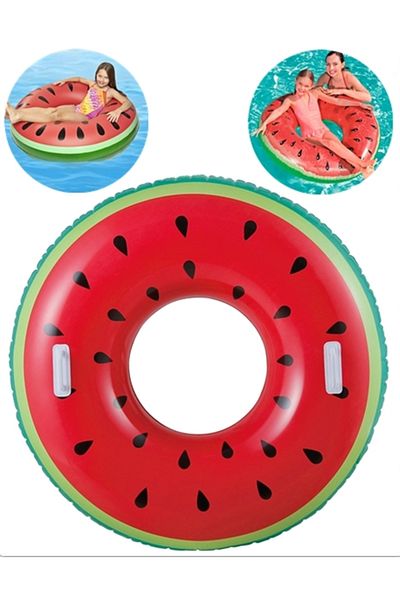 BERMUDA Watermelon Bagel with Holder Inflatable Watermelon Patterned Bagel Sea Bagel Fruit Bagel Pool Watermelon Bagel 86 cm