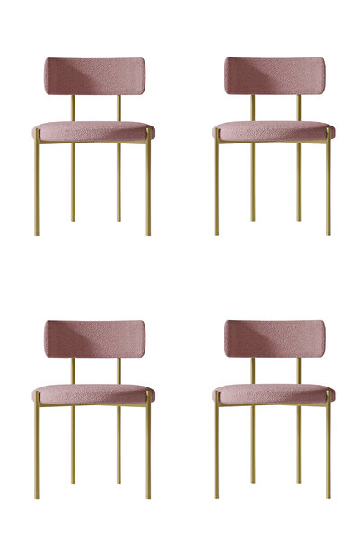 AVVİO Alisa Mat Gold 4 'lü Yemek Odası  Mutfak Masası  Cafe Restorant Sandaly...