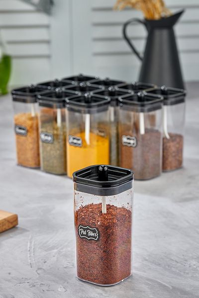 DE HOME 12-Piece 300ml Spice Jar Set - Lid with Spoon, Label Gift
