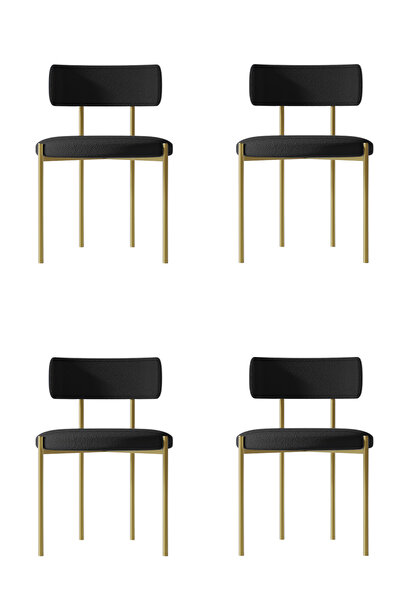 AVVİO Alisa Mat Gold 4 'lü Yemek Odası  Mutfak Masası  Cafe Restorant Sandaly...