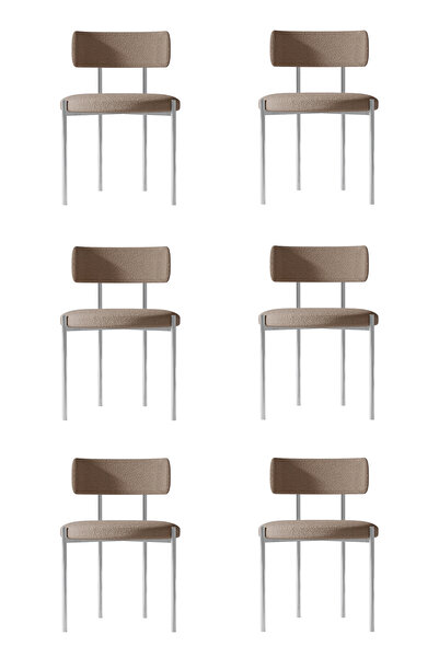 AVVİO Cheri  Gümüş 6 'lI Yemek Odası Sandalyesi Mutfak Masası  Cafe Restorant...