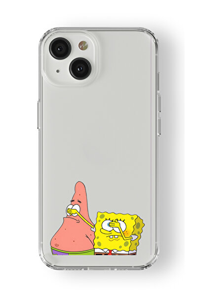 Multitronic حافظة شفافة مطبوعة بتصميم سبونج بوب وباتريك متوافقة مع هاتف iPhon...