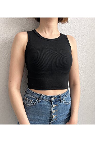 FİTİLLİ CROP HALTER YAKA BLUZ