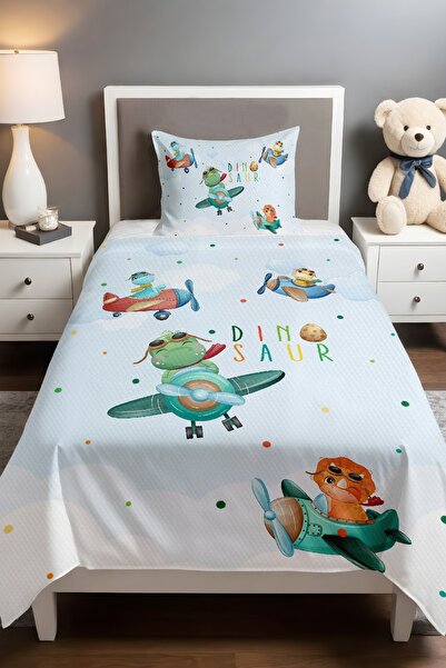 EVPANYA Dinazor Pilotlar Desenli Pike Seti (160x230cm)