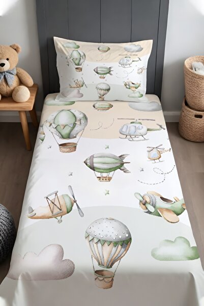 EVPANYA مفرش سرير وغطاء وسادة منقوش باللون الأخضر الكريمي