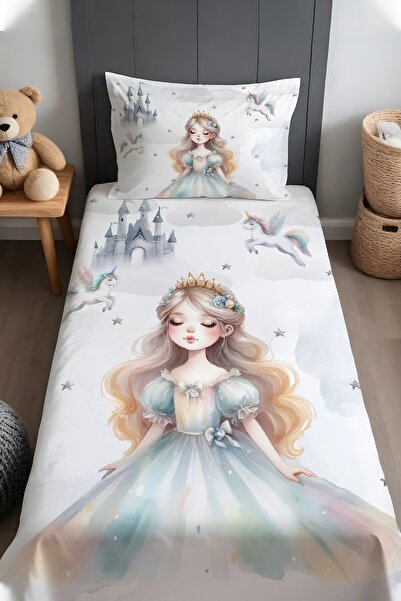 EVPANYA مفرش سرير وغطاء وسادة بتصميم تاج ذهبي للأميرة