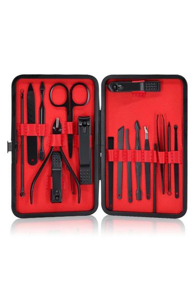 MUJGAN Black 17 Piece Manicure Set with Leather Bag A