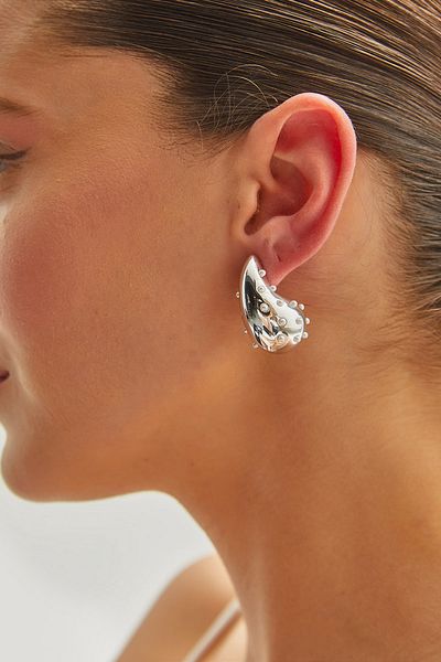 Bianco Lucci Drop Dotted Steel Women's Earrings - AKSS305