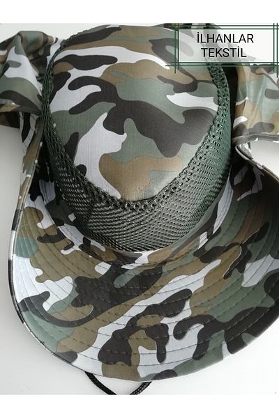 İLHANLAR Camouflage mesh neck protection fedoras green