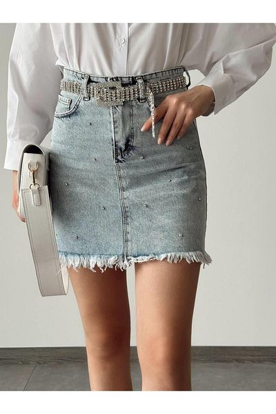 MsLena Butik Mini fustă de blugi de damă Bi335-7163