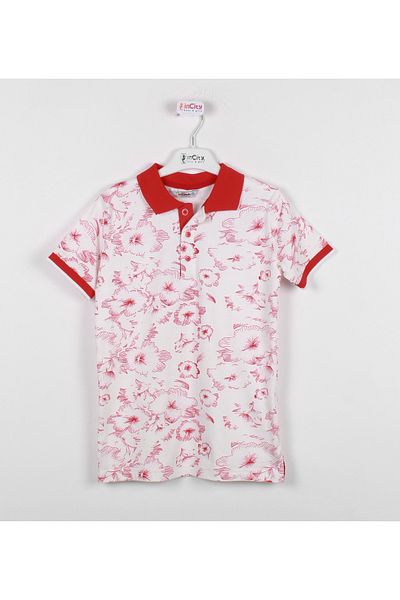 incity Boy's Flower Printed Short Sleeve Polo T-Shirt