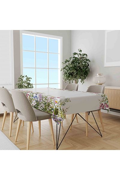 GRAZIAHOME Tablecloth Honeycomb Fabric Digital Printed Colorful Flower Patterned Easy to Clean Rectangle