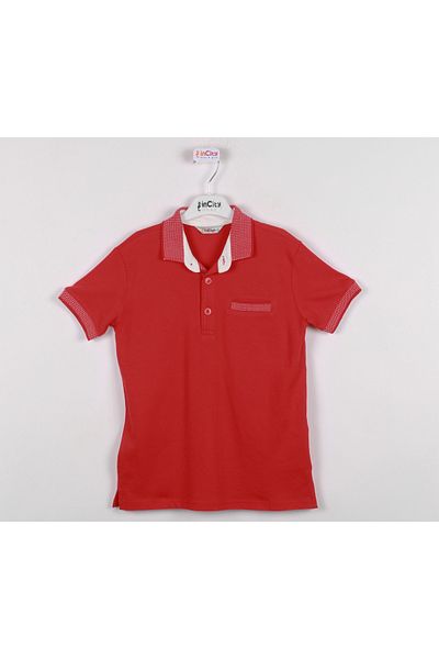 incity Boy's Collar Cuff Patterned Polo T-Shirt